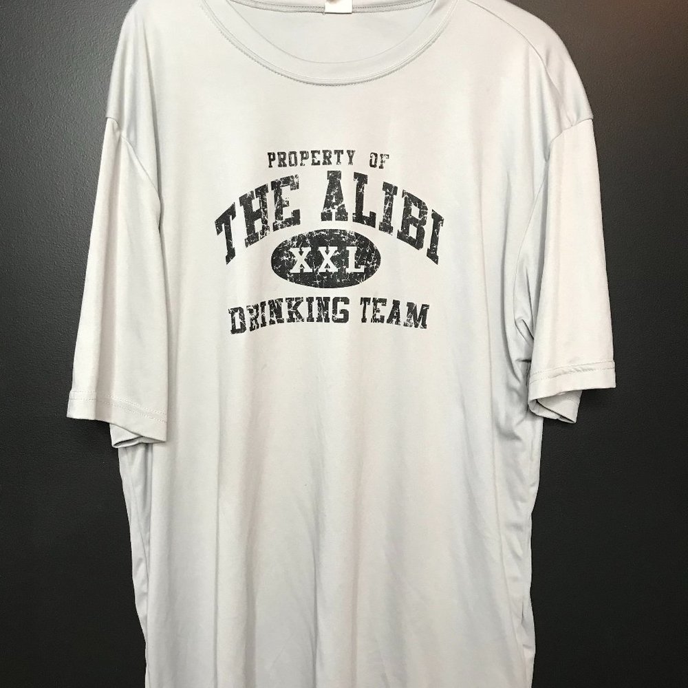 ALIBI drinking team men's XL tee shirt SHAMELESS